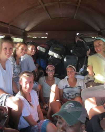 Amy Kobelt in a bus in Haiti with her global projects team